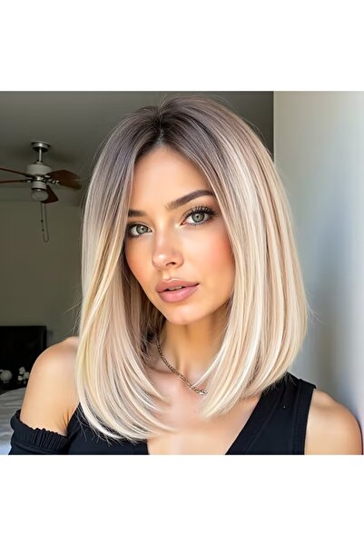 animis beauty Ombre Blonde Wig with highlight, Premium Synthetic Fiber, mediu...
