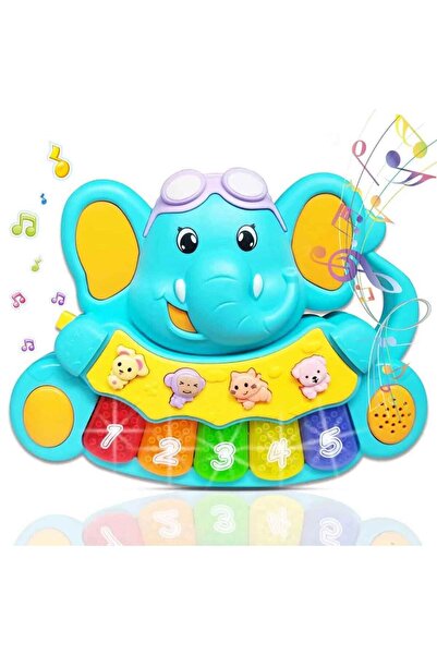 sunman toys Minibo Sesli ve Işıklı Piyanolu Fil S00005209 Mavi