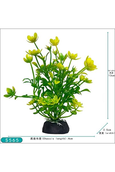 OEM Planta Artificiala pentru Acvariu din Plastic cu Baza Ceramica, 13×4x2, 5 cm, Decor Acvariu, Culori Vii