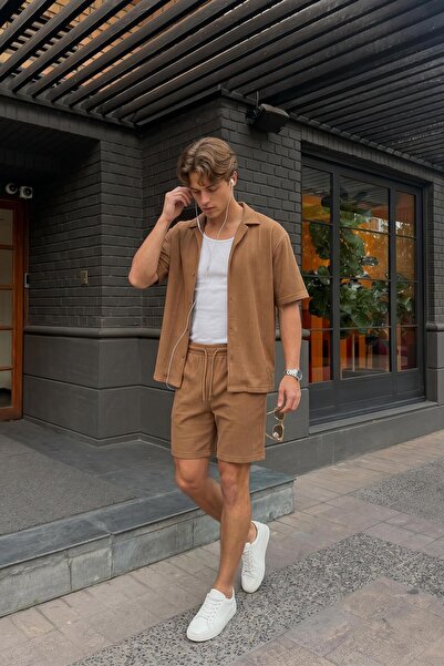VAMOSCLO Fitilli Oversize Gömlek Kahve