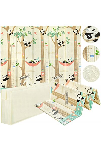 Ikonka Covoras de joaca pliabil, cu doua fete pentru copii Panda Street, real...