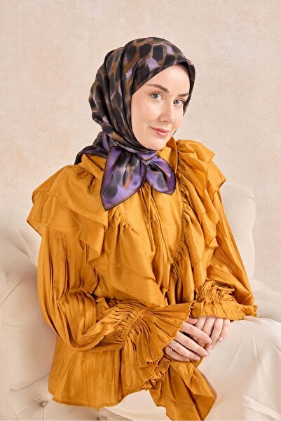 Silk Home Μεταξωτό φουλάρι τουίλ νουάρ μωβ 90x90