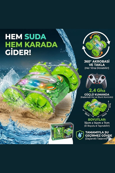 welcomein Oyuncak Şarjlı 360 Derece Dönebilen Çift Taraflı Suda ve Karada Gid...