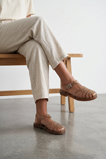 Vayners Minka Transparent Brown Belt Detail Women's Sandals