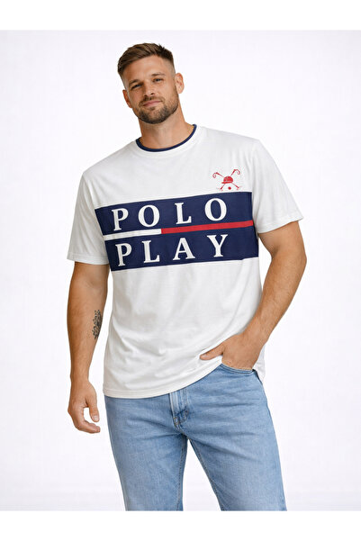 Polo Play By Styli Men Graphic Logo Crew Neck T-Shirt