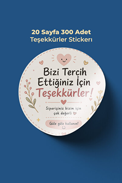To Design Lab Teşekkürler Sticker Seti 20 Sayfa/300 Adet Sticker 4x4 cm