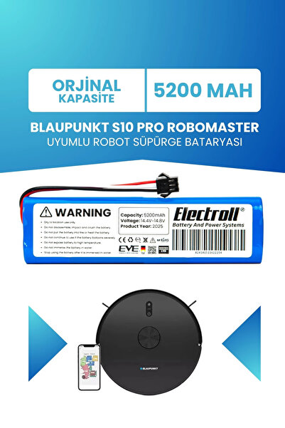 ELECTROLL Blaupunkt S10 Pro Robomaster Batarya (STANDART KAPASİTE) 5200mah Pi...