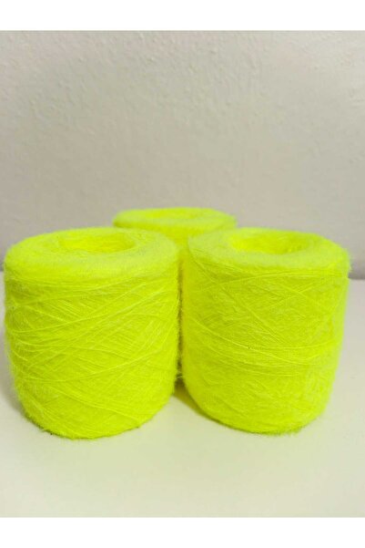 kartopya Neon Sarı Renkli Kısa Tüylü Tavşan Tüyü Örgü İpi 300 Gr(3X100gr)