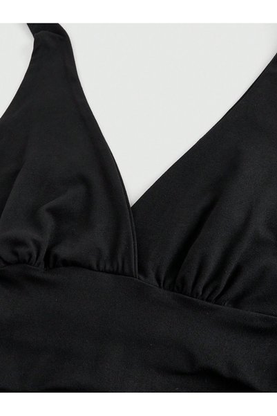 Wildco Black Halter Neck Crop Blouse, Women's Halter Neck Crop Blouse, Summer Black Crop