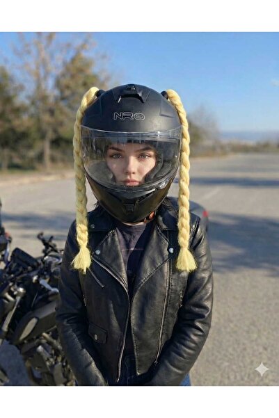 bxtasarım motosiklet motor kask saçı örgülü
