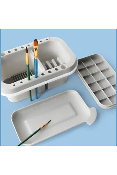ZCM-HAPPY 3-in-1 Cleaning Pen Bucket with Palette and Paint Holder