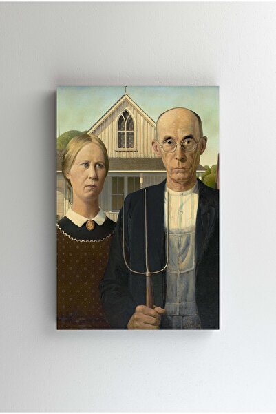 Efect Canvas Tablou Canvas - Grant Wood - American Gothic