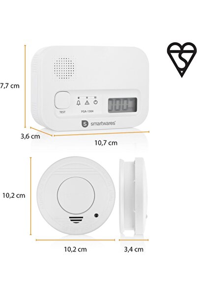 Smartwares Set Detector Fum si Monoxid Carbon FSE-19204, Senzor Optic 10 Ani,...