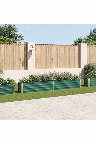 vidaxl Strat inaltat de gradina, verde, 320x40x45 cm, otel galvanizat