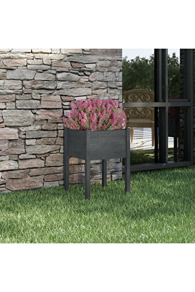 vidaxl Jardiniera de gradina, gri, 50x50x70 cm, lemn masiv de pin