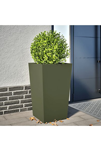 vidaxl Jardiniera de gradina, verde masliniu, 45x45x75 cm, otel