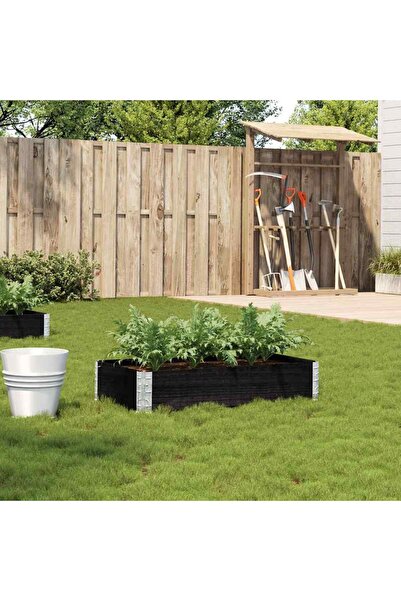 vidaxl Jardiniera de gradina, negru, 100x50 cm, lemn masiv pin