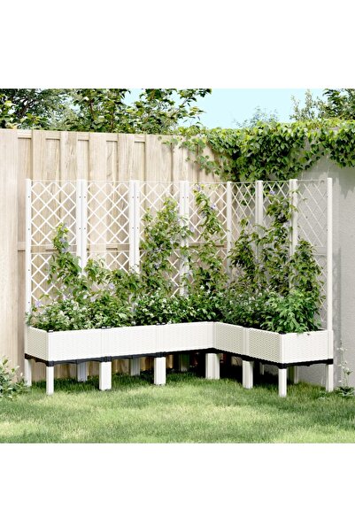 vidaxl Jardiniera de gradina cu spalier, alb, 160x120x142 cm PP