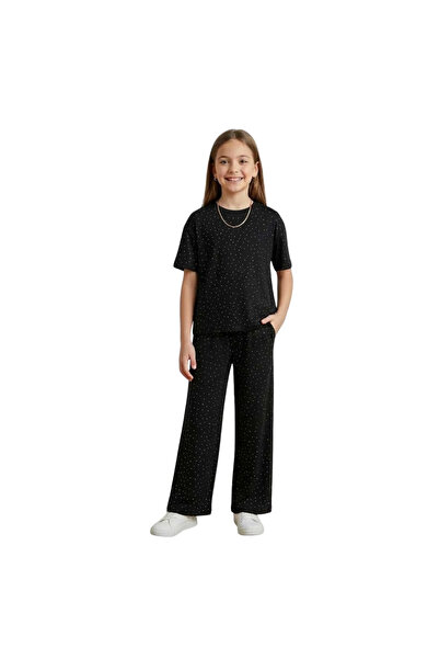 eskişehir es kids Girl's Black Stone Top and Bottom Set