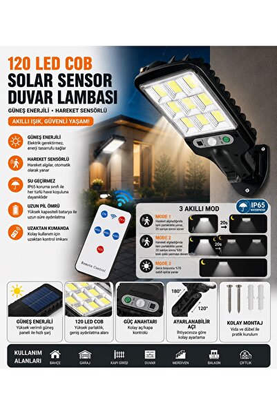 Tastech 616-4 Güneş Enerjili Sokak Lambası Parlak LED Solar Şarjlı Hareket Se...