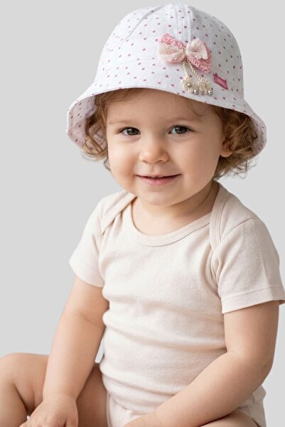 ww waka waka kids store قبعة دلو منقطة بتفاصيل فيونكة للأطفال والرضع