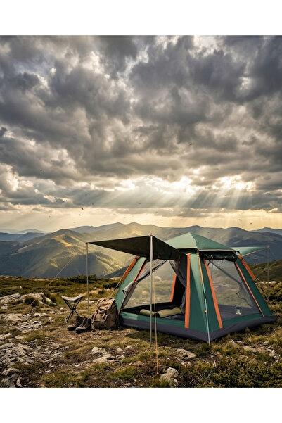 Lisinya Automatic Camping Tent 240X210 cm Easy Setup Family Tent with Canopy -