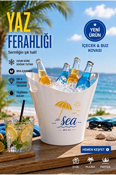 Blackstar Sea 6 Lt. İçecek ve Buz Kovası – Taşınabilir Beyaz