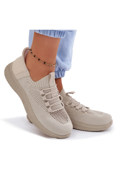BOTO Pantofi sport de damă slip-on din material textil, bej-măsliniu, 41