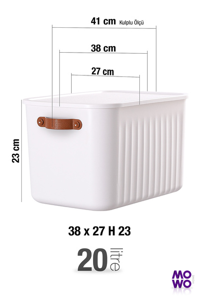 MOWO 6 Pieces Bigbox with Handles 20 Lt White Closet Organizer Storage Box Basket Organizer Toy Box