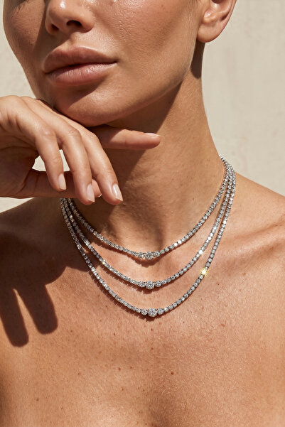 Valmont Accessories Kristal Taşlı Çoklu Katman Tennis Kolye Işıltılı Şık Tasa...