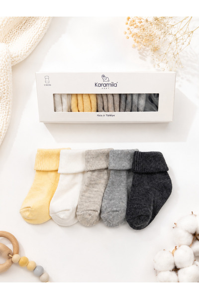KARAMİLA Set of 5 Cotton Baby Socks Unisex - in Special Box