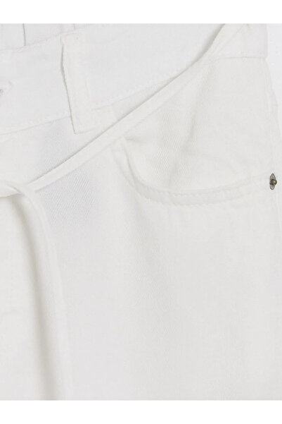 LC Waikiki White Elastic Waist Wideleg Women's Jean Trousers
