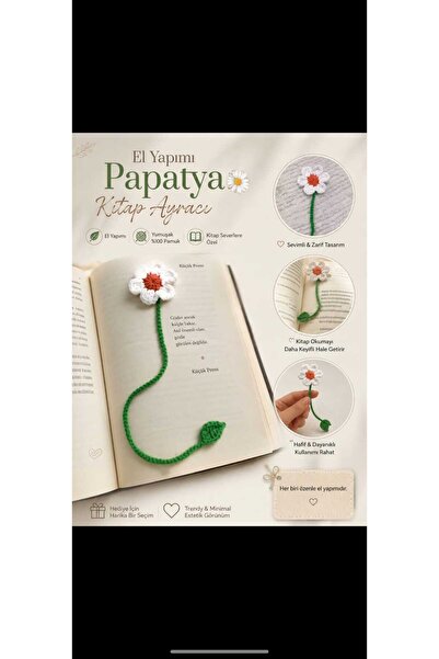 elaa aksesuar Papatya Örgü Kitap Ayracı