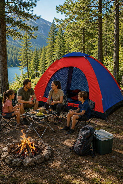 newar 6 Kişilik Manuel Kamp Çadırı Outdoor Aile Piknik Çadırı 220x250x150 cm