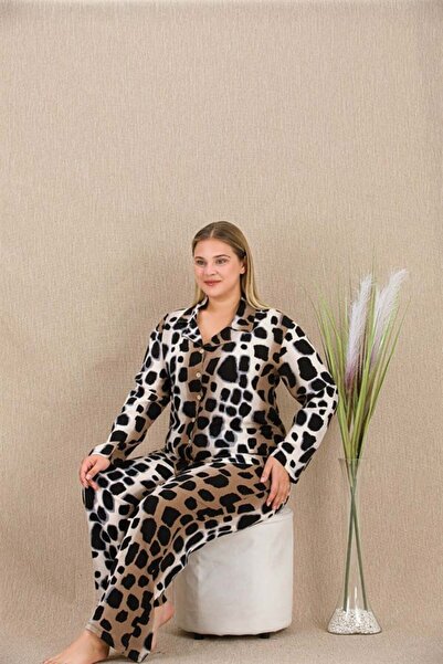 Aria's Closet Arias Closet Large Size Black Spotted Buttoned Long Sleeve Visc...