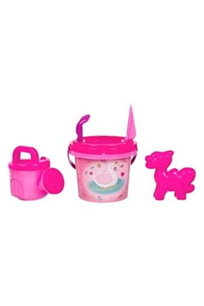SHOPIENS Găleată de plajă Fuchsia Swan Ø14 x 11 cm și 4 accesorii