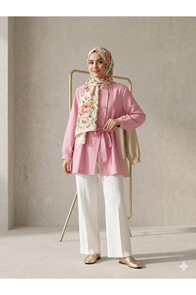 ÇALIŞKAN MODA Wide Sleeves Tencel Tunic with Gold Buttons and Belt [Wide Fit,...