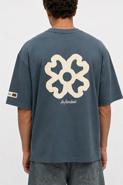 Respire Men's Embroidery Detailed Oversize T-Shirt Petrol