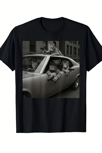 bolivia's Men's and Women's Vintage Gangster Cat T-Shirt - Featuring a Fun Ga...