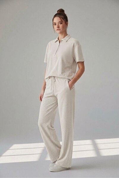mylunessa Ol Equivalent Stone Polo Half Zipper Modal Tracksuit Set