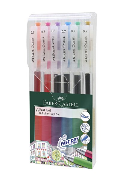 Faber Castell SET DE 6 PIXURI CU GEL UȘOR DE SCRIT DE 0.7MM FABER-CASTELL