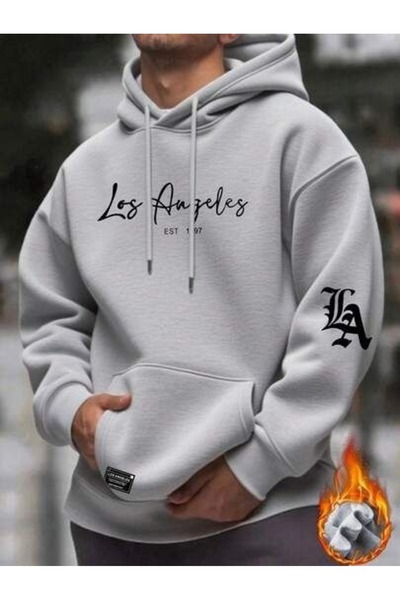 LAVİTTA : Royal Silver Hoodie with a Comfortable Fit and Long-Lasting Print