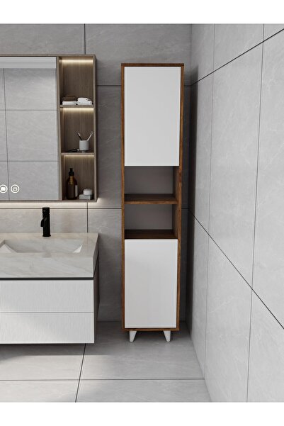 Masif Market Riva Çamaşır Sepetli Banyo Dolabı Amalfi-Beyaz Renk