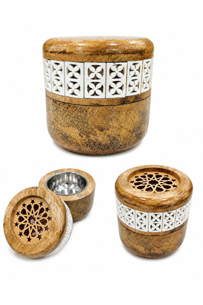 VENDIX Luxury Wooden Bakhoor Burner with Stainless Steel Bowl Oud Incense Bur...