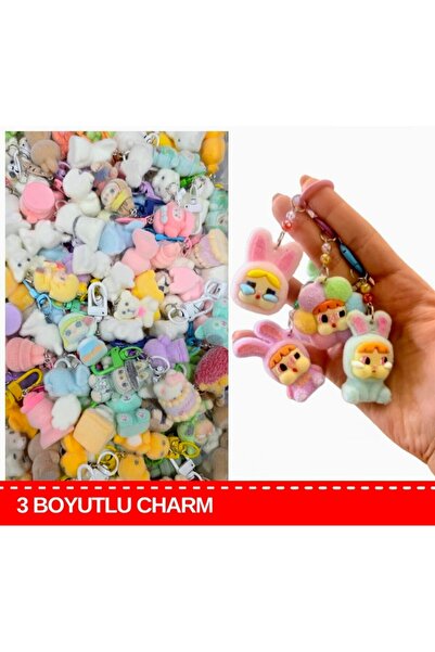 izmir yazici servis TÜYLÜ FİGÜRLÜ FERMUAR SÜSÜ 4 LÜ SET, ÇANTA SÜSÜ , CHARM ,...