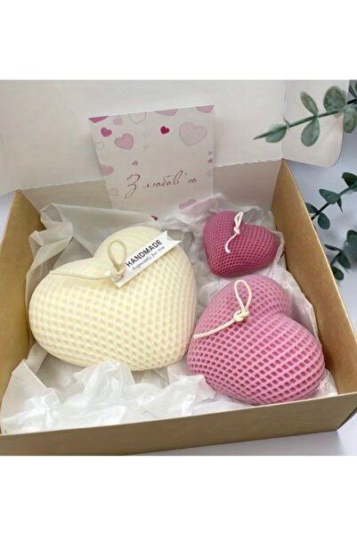 Lumera Candle 3’lü petek kalpler el yapımı kokulu dekoratif hediyelik mum