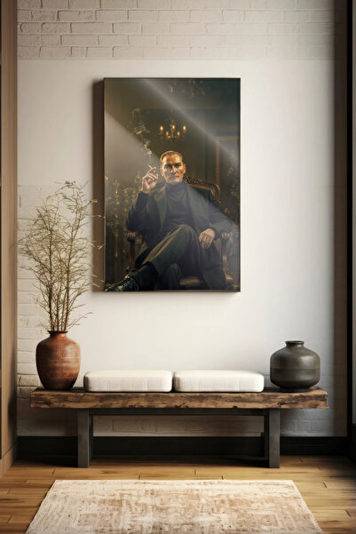 Glassta Mustafa Kemal Atatürk Portre Cam Tablo