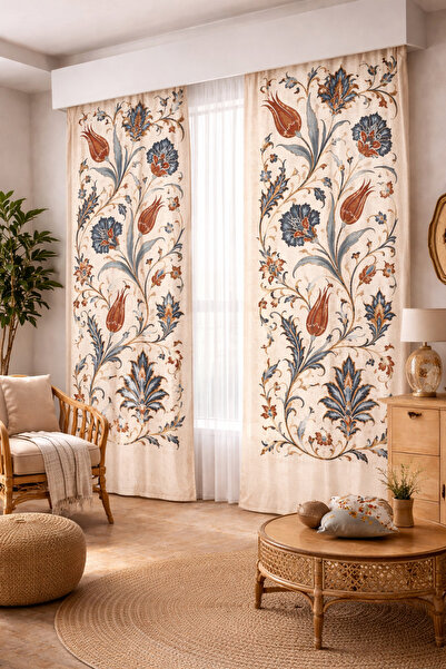 BEYDEX 100x250 Ölçüsünde 1 Adet Salon ve Yatak odası Fon Perde Baskılı Fon Perde