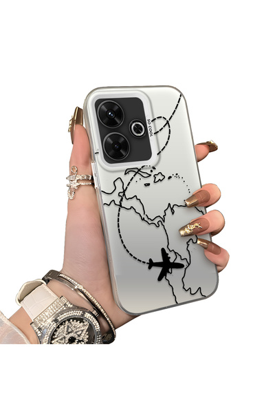 CHICASELUX Poco M6 4g Compatible Travel-Themed Map Airplane Printed Impact Pr...