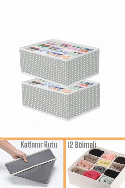 Helen's Home 2'li Set Adet 12 Bölmeli Kutu Çocuk Odası Dolap Çekmece Içi Çama...
